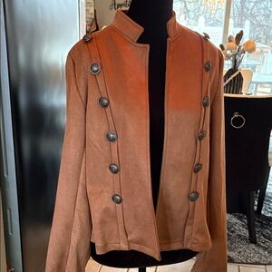 SHEIN Tan Button-Embellished Blazer